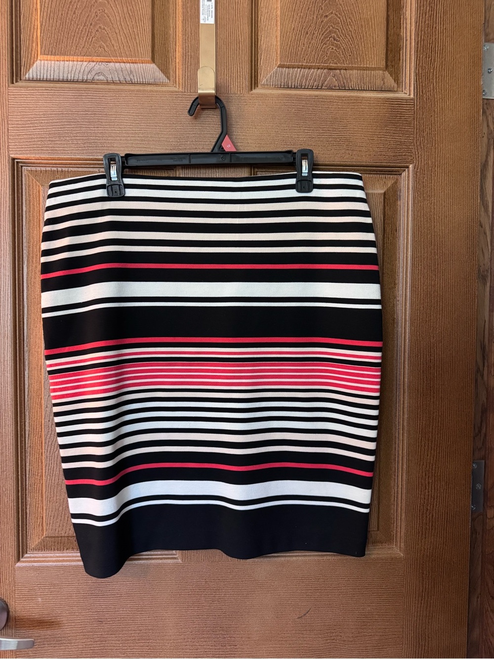Ann Taylor Black, White & Coral Striped Skirt Size 14